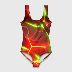 Женский купальник-боди Неоновые красные плиты с ярким светом