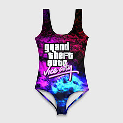 Купальник-боди 3D женский GTA vice city краски неоновые, цвет: 3D-принт