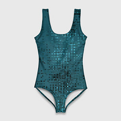 Женский купальник-боди Тёмный бирюзовый абстракция однотонный