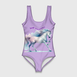 Купальник-боди 3D женский Чаруй реальность на лавандовом, цвет: 3D-принт