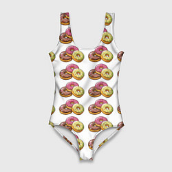 Женский купальник-боди Пончики-фастфуд паттерн