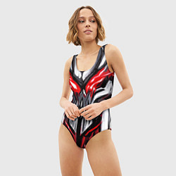 Купальник-боди 3D женский Абстрактный красный череп, цвет: 3D-принт — фото 2