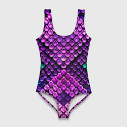 Женский купальник-боди Фиолетовая текстурная кожа змеи