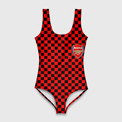 Купальник-боди 3D женский Arsenal текстура клетка, цвет: 3D-принт