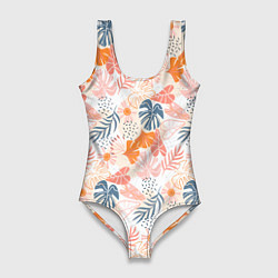 Женский купальник-боди Паттерн узор листьев