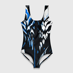 Женский купальник-боди White and blue abstraction on a black background