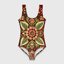 Женский купальник-боди Русские классические узоры и орнамент