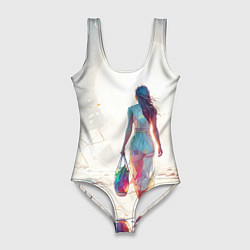 Женский купальник-боди Девушка на фантастическом пляже