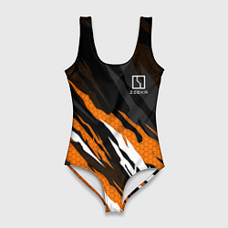 Купальник-боди 3D женский Zeekr - оранжевый гексагон, цвет: 3D-принт