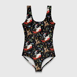 Женский купальник-боди Рик и Морти сани с оленем - Christmas