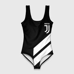 Купальник-боди 3D женский Juventus line white, цвет: 3D-принт