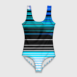 Купальник-боди 3D женский Разноцветные вертикальные линии, цвет: 3D-принт