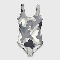 Женский купальник-боди Бело-серый камуфляж