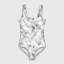 Женский купальник-боди Ёлка с шишками в рождественский мороз