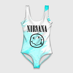 Купальник-боди 3D женский Nirvana rock music color, цвет: 3D-принт