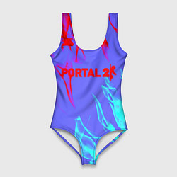 Купальник-боди 3D женский Portal 2 neon flame steel, цвет: 3D-принт
