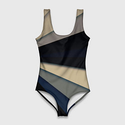 Купальник-боди 3D женский Фрактальные линии - темный, цвет: 3D-принт