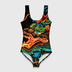 Купальник-боди 3D женский Japanese neon dragon - irezumi, цвет: 3D-принт