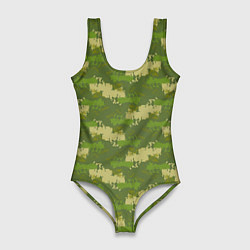 Женский купальник-боди Зеленый камуфляж