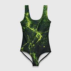 Женский купальник-боди Зеленые волокна - текстура