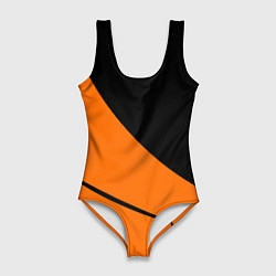 Женский купальник-боди Чёрно-оранжевый двуцветный