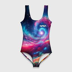 Купальник-боди 3D женский Неоновая галактическая спираль - нейроарт, цвет: 3D-принт