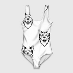 Женский купальник-боди Голова собаки