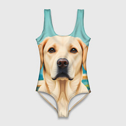 Купальник-боди 3D женский Лето и лабрадор, цвет: 3D-принт