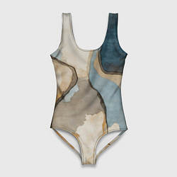 Женский купальник-боди Абстракция с песком и водой