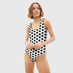 Купальник-боди 3D женский Текстура футбольного мяча, цвет: 3D-принт — фото 2