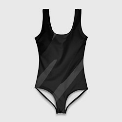 Купальник-боди 3D женский Чёрно-серый абстрактный полосы, цвет: 3D-принт
