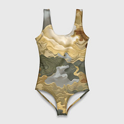 Женский купальник-боди Золотистый камуфляж