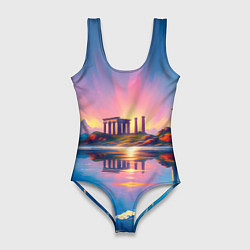 Купальник-боди 3D женский Античный островок, цвет: 3D-принт