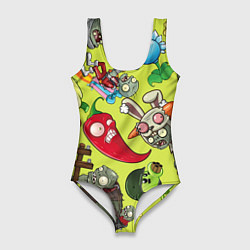 Женский купальник-боди Растения против зомби с героями
