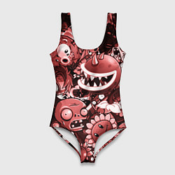 Женский купальник-боди Растения против зомби в красном цвете