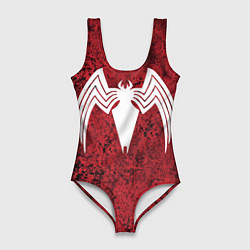 Женский купальник-боди Знак венома на красном