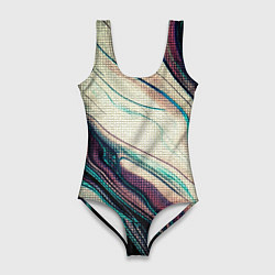 Купальник-боди 3D женский Абстракция тёмные краски с текстурой, цвет: 3D-принт