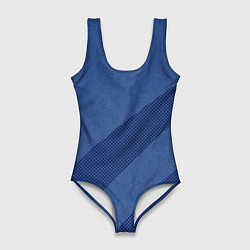 Женский купальник-боди Синий текстурный с полосой