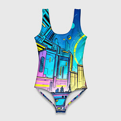 Женский купальник-боди Космический город