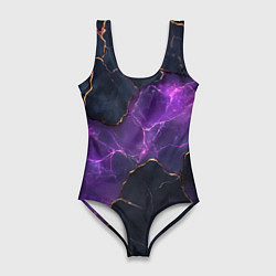 Женский купальник-боди Фиолетовый разлом с молниями