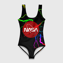 Купальник-боди 3D женский НАСА молнии градиент, цвет: 3D-принт