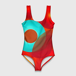Женский купальник-боди Оптическая абстракция с кругами