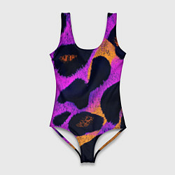 Женский купальник-боди Неоновый леопардовый узор