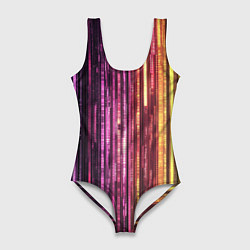 Женский купальник-боди Неоновый и переливающийся киберпанк узор