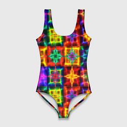 Женский купальник-боди Неоновое стекло абстракция