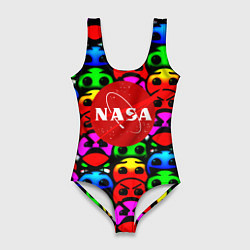Купальник-боди 3D женский NASA smile, цвет: 3D-принт