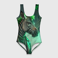 Купальник-боди 3D женский Cyperpunk zebra, цвет: 3D-принт