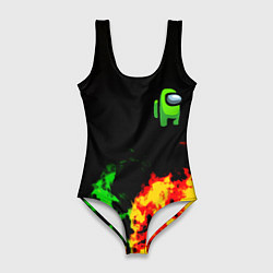 Купальник-боди 3D женский Амонг ас огненная текстура, цвет: 3D-принт
