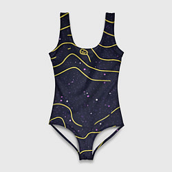 Женский купальник-боди Абстракция золотых линий текстура