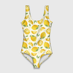 Женский купальник-боди Сочные лимоны - паттерн